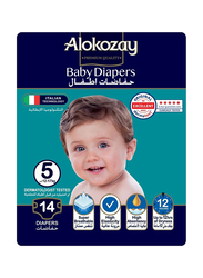 Alokozay Premium Baby Diapers, Size5, 12-17 Kg, 14 Count