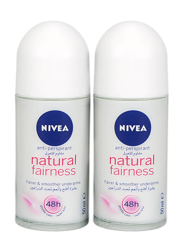 Nivea Antiperspirant Natural Fairness Female Roll On, 2 x 50ml