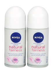 Nivea Antiperspirant Natural Fairness Female Roll On, 2 x 50ml