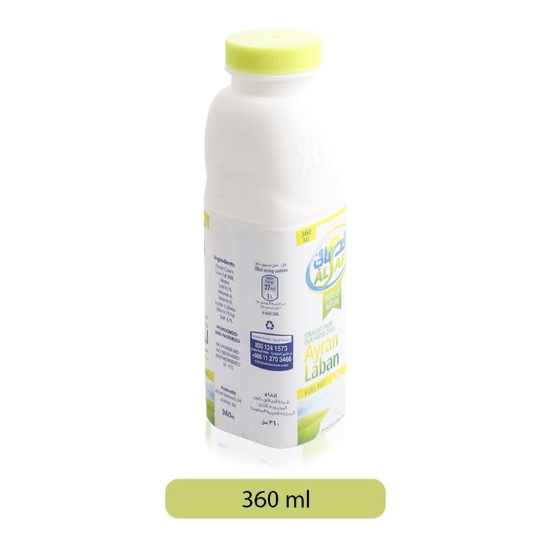 Al Safi Full Fat Ayran Laban Milk Drink, 360 ml