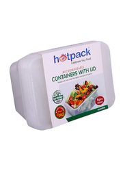 Hotpack Disposable Food Storage Packaging & Take Away Microwave Container, 750ml, 5 Pieces, White