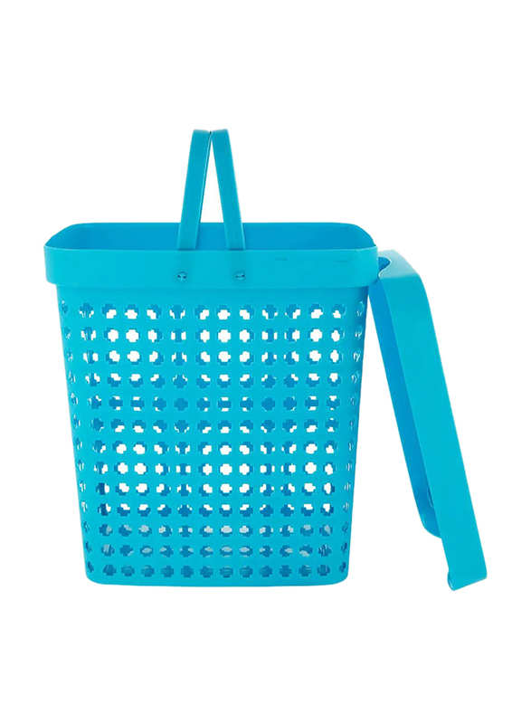 Pioneer Plastic Large Basket with Cover and Handle, Blue