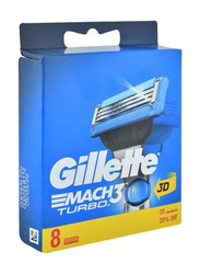 Gillette Mach3 Turbo Razor Blade Refills, 8 Pieces