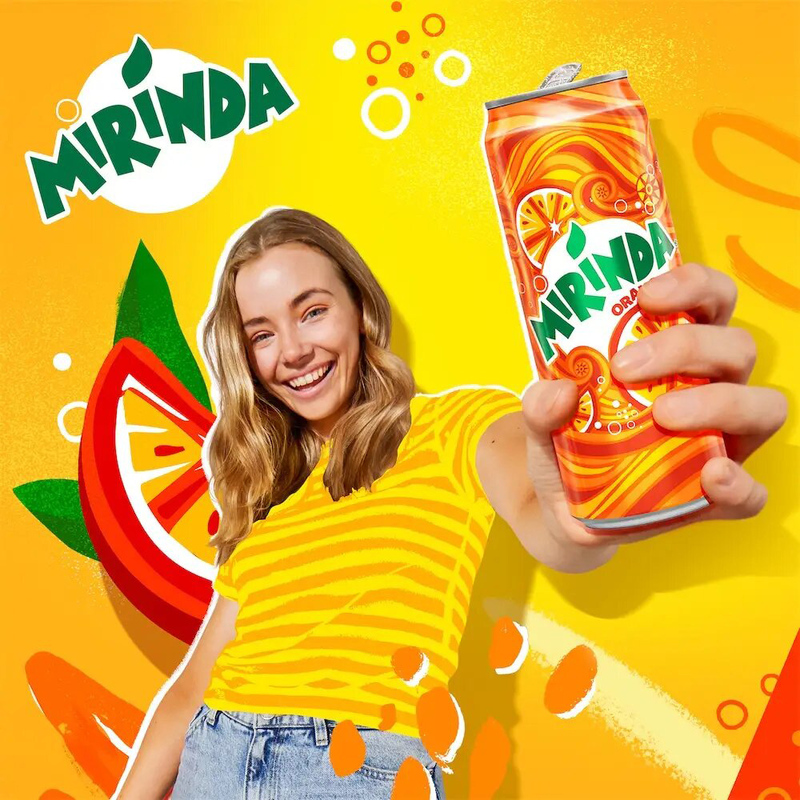 Mirinda Orange Carbonated Soft Drink Mini Cans, 155ml