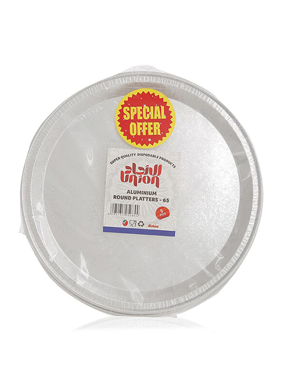 

Union 5-Pieces Super Quality Disposable Aluminum Round Platter 65, White
