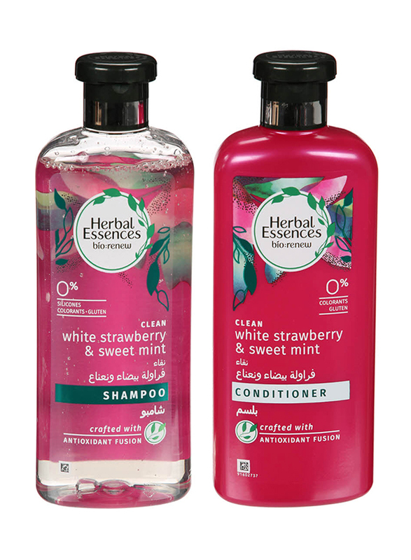 Herbal Essences White Strawberry & Mint Shampoo and Conditioner for All Hair Types, 400ml, 2 Pieces