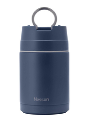 Nessan Stainless Steel Vacuum Food Flask with Spoon, 1 Liter, Navy Blue