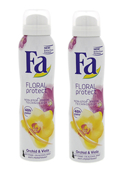 Fa Floral Protect Orchid & Viola Deodorant, 150ml, 2 Pieces