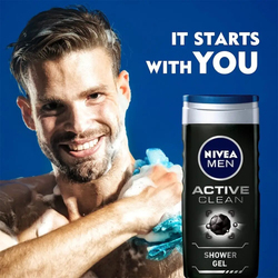 Nivea Men Active Clean Shower Gel - 2x250ml