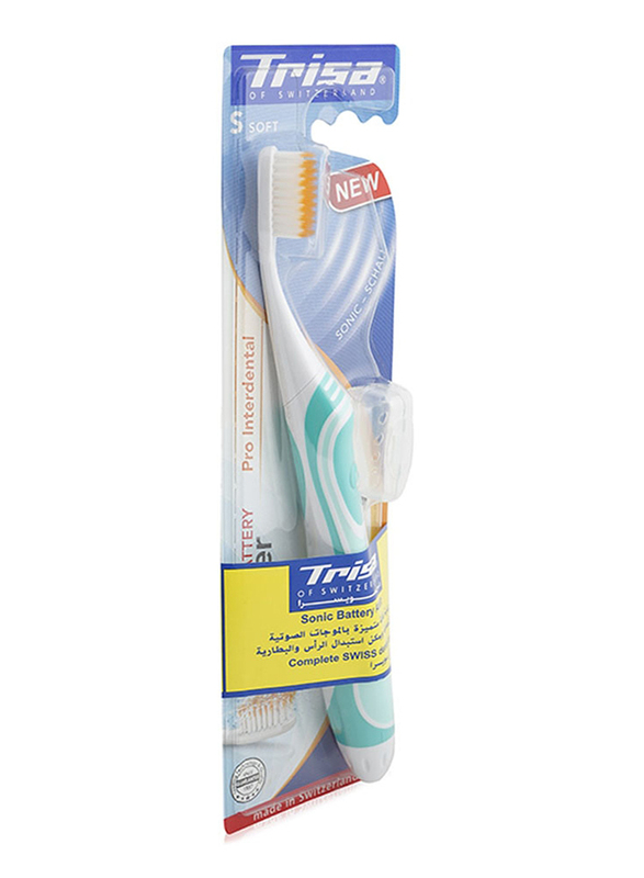 Trisa Sonic Pro Dental Care Interdental Toothbrush, White/Green, Soft