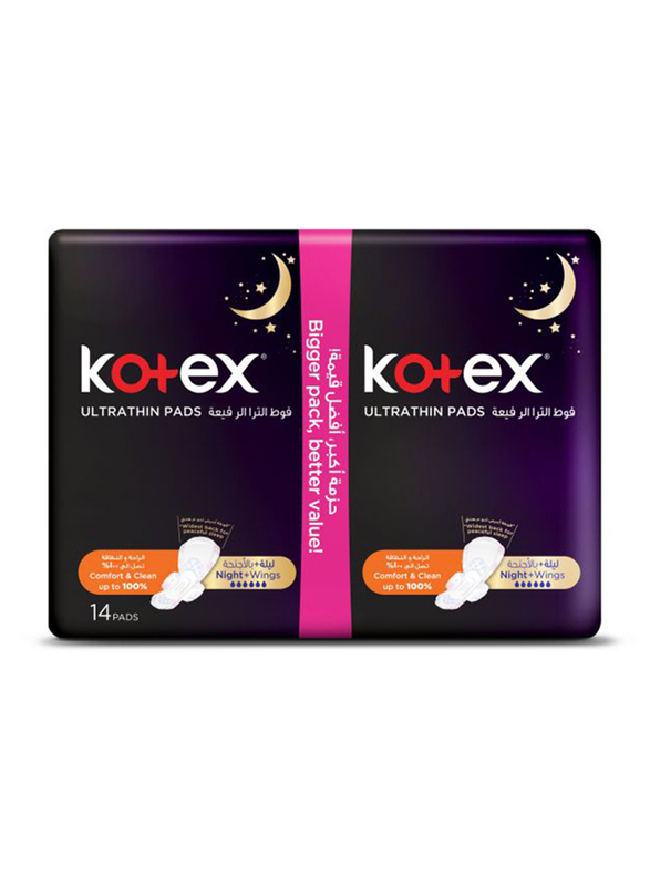 

Kotex Ultra Thin Night with Wings Sanitary Pads, 14 Pieces