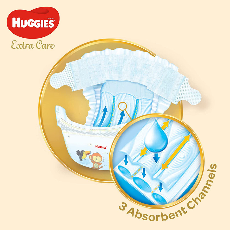 Huggies Extra Care Diapers Jumbo Pack, Size 4+, 10-16 Kg, 64 Count