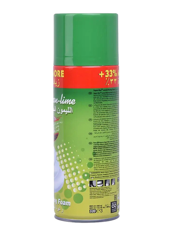 Supermax Shaving Foam Lime, 300ml + 33% Extra, 1 Piece