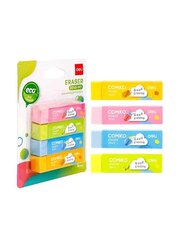 Deli Comiko 3045 Four Colour Eraser, 4 Pieces