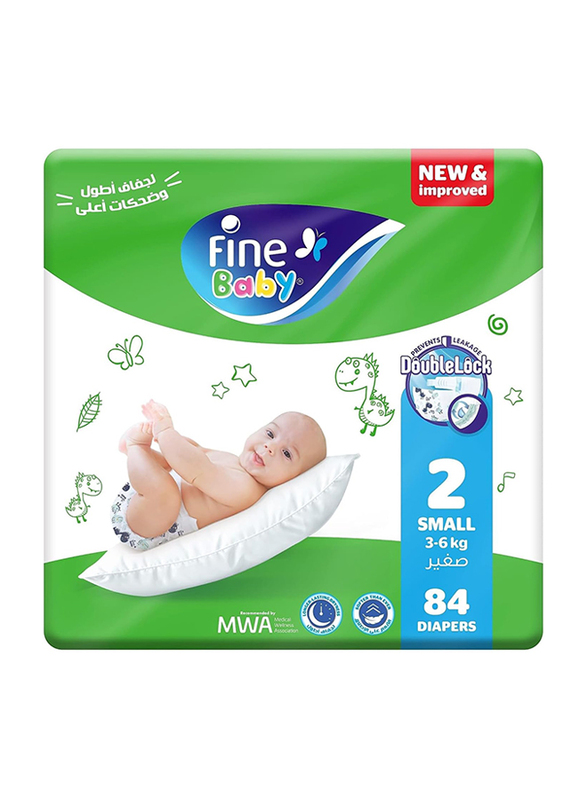 Fine Baby Diapers, Size 2, Small, 3-6 kg, 84 Count