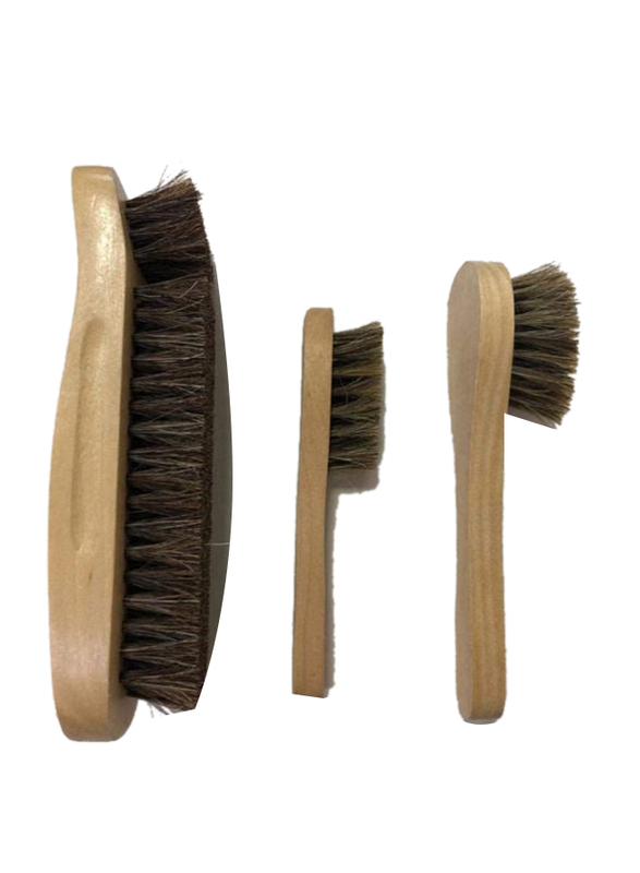 Auto Plus 3-Pieces Leather Cleaning Brush Set, Brown/Black