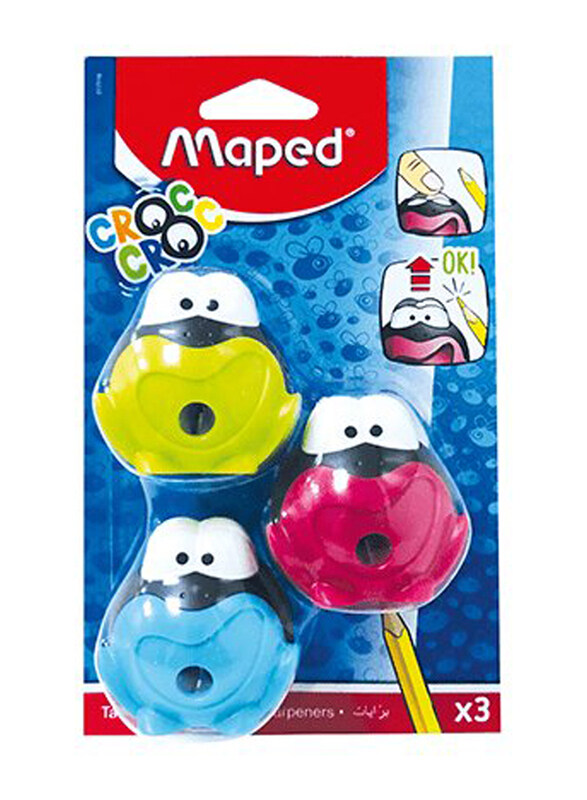 Maped 3-Piece 1Hole Croc Croc Signal Sharpener, Multicolour