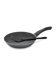 Tramontina 30cm Aluminium Deep Round Frying Pan, with Spatula, 46.6x30x9.1 cm, Black