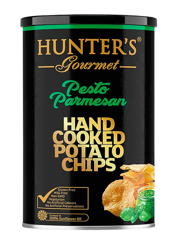 Hunter's Gourmet Pesto Parmesan Hand Cooked Potato Chips Can, 150g