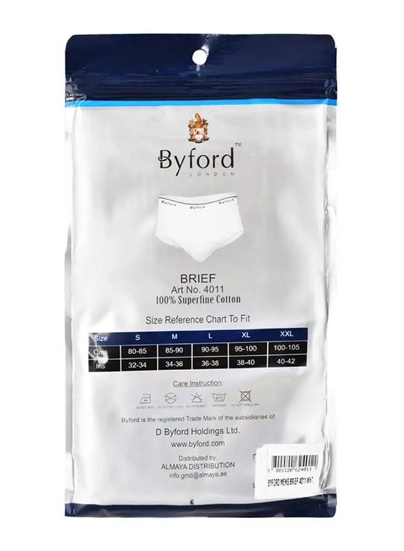 Byford London Comfort Fit Brief for Men's, White, Extra Large