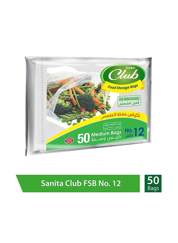 Sanita Club Food Storage Bags Biodegradable No.12, 50 Bags