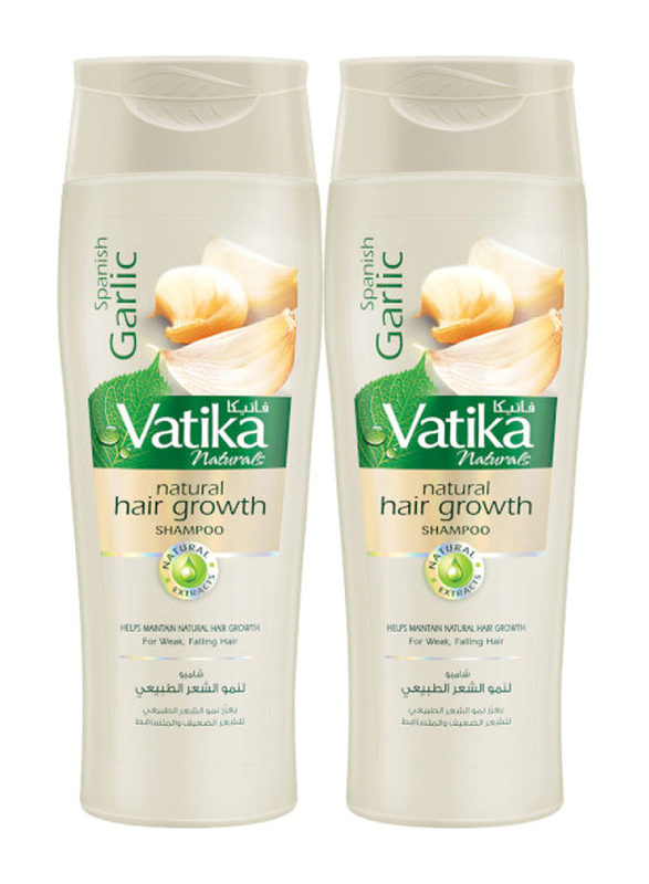Dabur Vatika Naturals Natural Garlic Hair Growth Shampoo for All Hair Types, 2 x 400ml