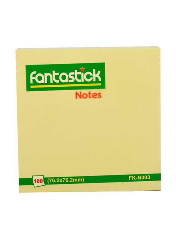Fantastick Sticky Notes, 3 x 3inch, Yellow