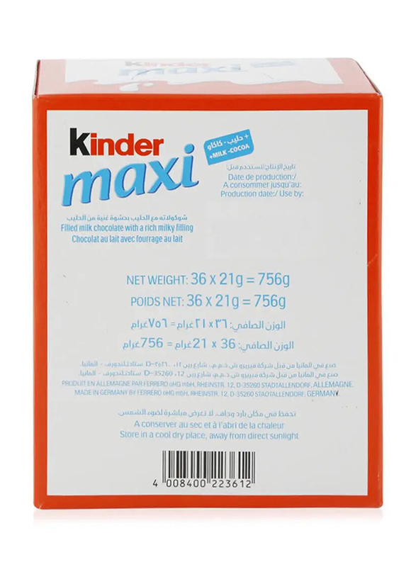 Kinder Maxi Milk Chocolate - 36 x 21g