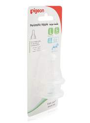 Pigeon Round Hole Peristaltic Silicone Nipple, 2-Pieces, Large, Clear