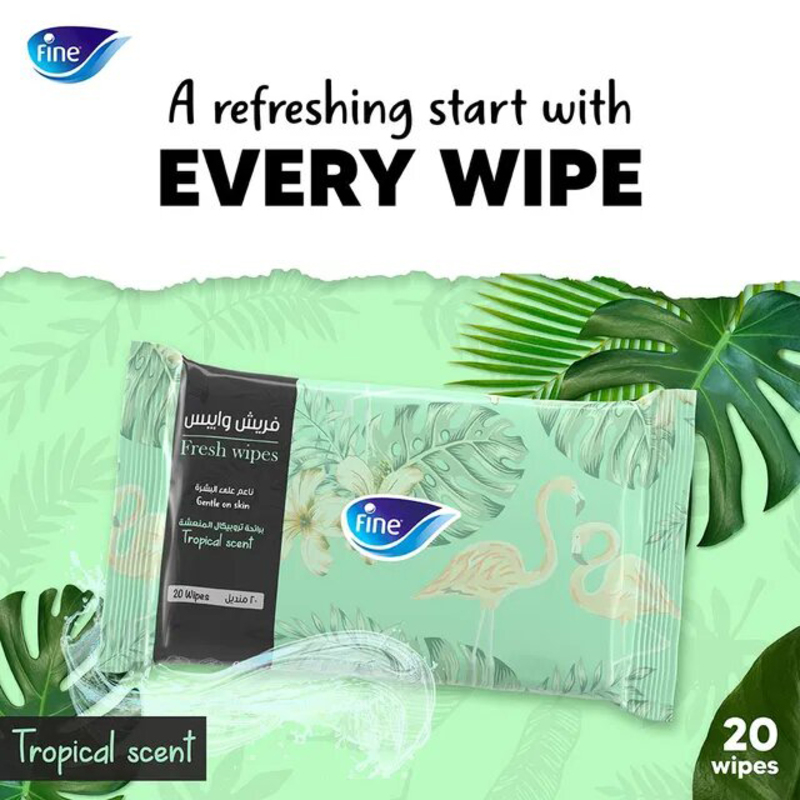 Fine Fresh Tropical Scent Wipes, 20 Pieces