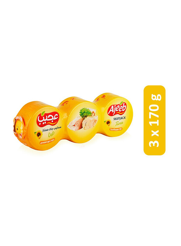 

Ajeeb Skipjak Tuna Chunk in Sunflower Oil, 3 x 170g