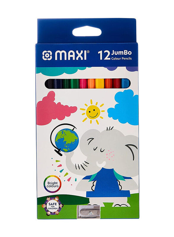 

Maxi Jumbo Ergonomic Triangular Coloured Pencils, 12 Pieces, Multicolour