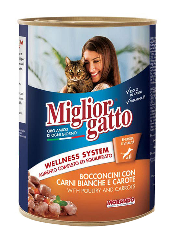 Miglior Gatto Chunks with Poultry and Carrot Cat Wet Food, 450g