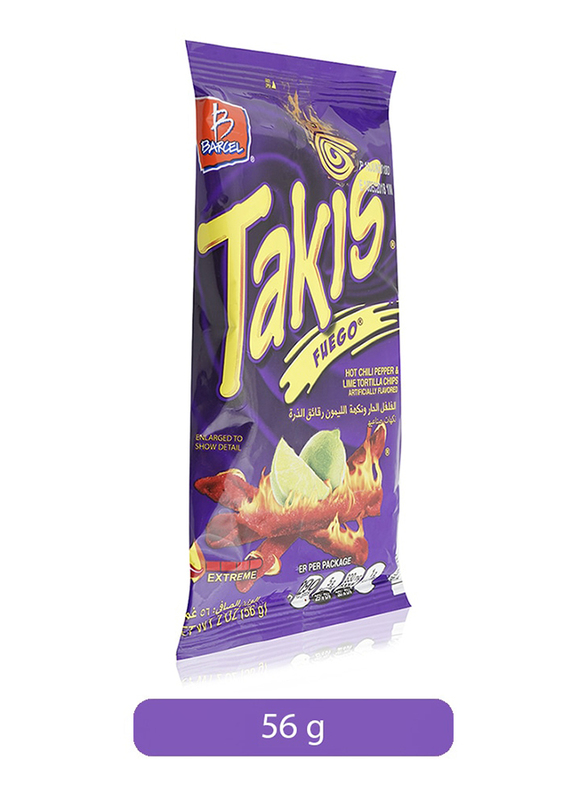 Barcel Takis Fuego Hot Chili Pepper & Lime Tortilla Chips, 56g