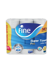 Fine Super Towel Pro, Highly Absorbent, Sterilized & Half Perforated Kitchen Paper Towel - 3 Ply, 6 Pieces