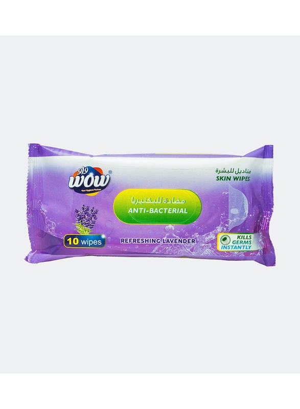 Wow 10-Sheets Skin Antibacterial Refreshing Lavender Wipes for Babies