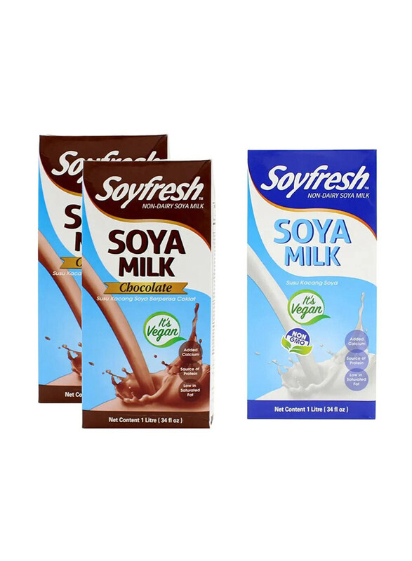 

Soyfresh Non-Dairy Soya Milk Chocolate, 2L + Natural 1L, 3 Pieces