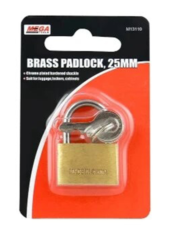 Mega Brass Padlock, M13110, 25mm, Silver/Gold