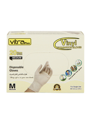 Vitraplus Vinyl Disposable Gloves, Medium, 20 Pieces