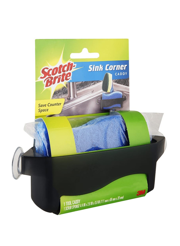 

Scotch Brite CTH-NS No Scratch Sponge with Corner Sink Corner Caddy, Blue