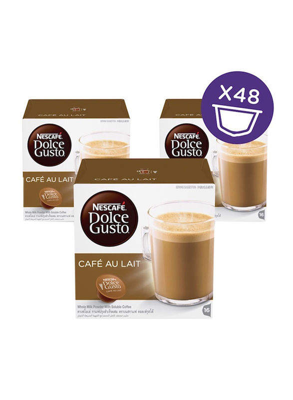 Nescafe Dolce gusto Cafe Au Lait Coffee Capsules, 16 Capsules, 3 Boxes x 160g