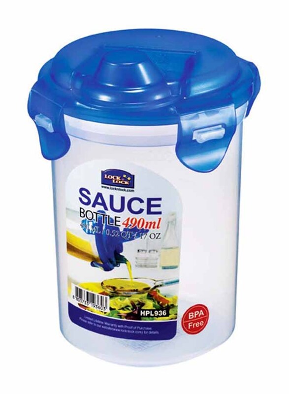 Lock & Lock Sauce Bottle, HPL936, 490ml, Clear/Blue