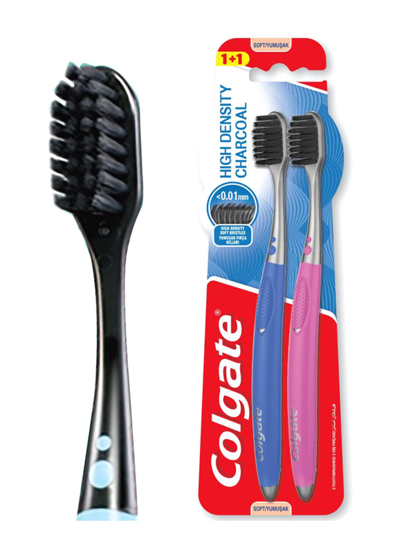 Colgate Toothbrush High Density Charcoal Toothbrush, 2 Pieces