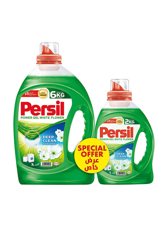 

Persil White Flower Power Liquid Laundry Detergent Gel, 2 Pieces, 3 Liters + 1 Liter