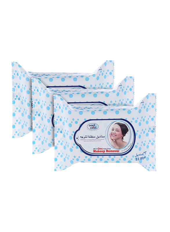 

Cool & Cool Make Up Remover Tissue Set, 33 x 3 Piece, White