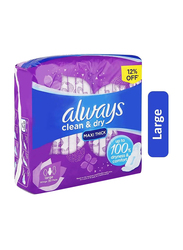Always Clean & Dry Maxi Thick Sanitary Pads, Large, 30 Pieces