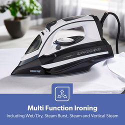 Geepas Ceramic Steam Iron, 3000W, GSI24025, Black