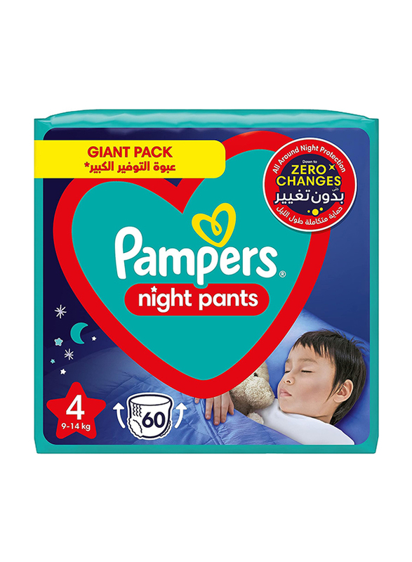 Pampers Night Pants Diapers, Size 4, 9-14 kg, 60 Counts
