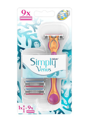 Gillette Simply Venus Shaving Razor with 9 Refill Cartridges, 10 Pieces