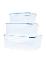 Sunray Rectangular Plastic Containers, 3 Pieces, White